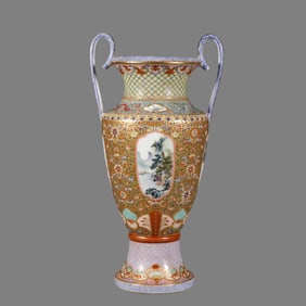 A gold background pastel consecrated four seasons landscape amphora