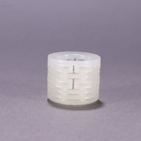 A piece of Qing Dynasty Hetian jade carved double happiness finger