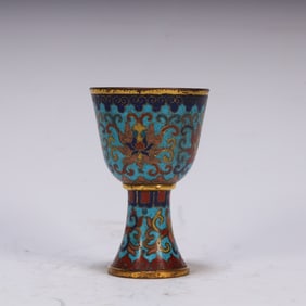A Qing Dynasty cloisonné wine glass