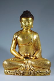 A bronze gilt statue of Shakyamuni Buddha made in the Yongle period of the Ming Dynasty