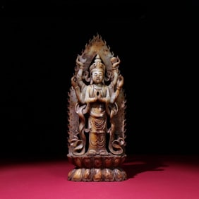 A precious Hetian jade carving Guanyin ornament