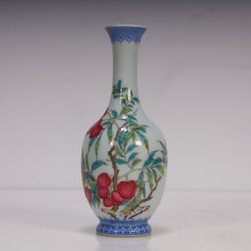 A Qing Dynasty blue lychee poetry bottle