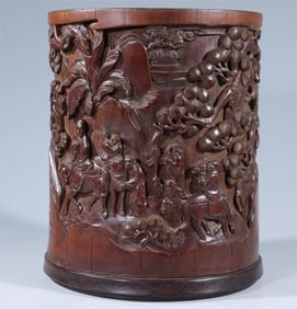 A bamboo carving pen holder of the Qing Dynasty's grandfather Sun Le's study