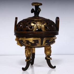 A Qing Dynasty copper Qianlong incense burner