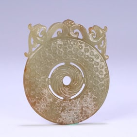 A piece of ancient jade double phoenix ear jade