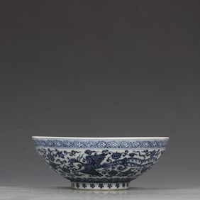 A Ming Yongle blue and white lotus and phoenix pattern bowl