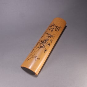 A piece of Qing Dynasty bamboo carving orchid poetry tea rule