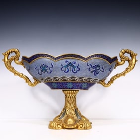 A Qing Dynasty cloisonné fruit plate