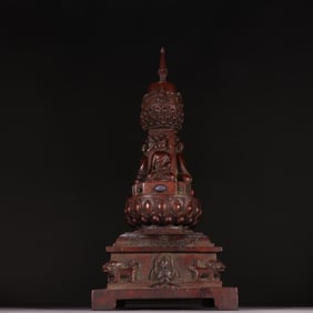 A piece of Qing Dynasty agarwood inlaid treasure pagoda