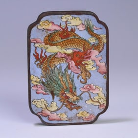 A bronze tire painting enamel dragon pattern plaque