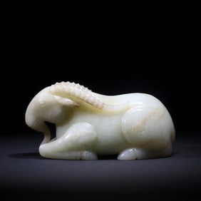 A jade sheep ornament of the Qing Dynasty