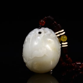 A piece of Hetian jade Fushou monkey handle