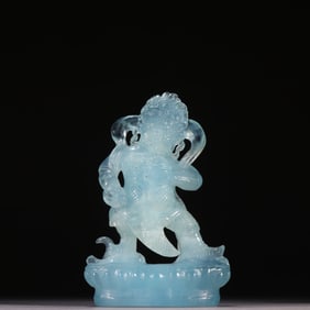 A piece of Qing Dynasty aquamarine Great Black Sky Protector