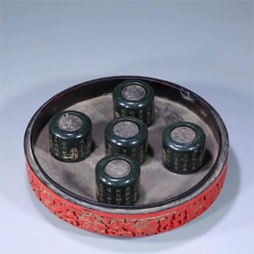 A set of jasper Qianlong poetry fingers of the Qing Dynasty