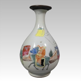 A Qing Dynasty wallet mouth baby play jade pot spring vase