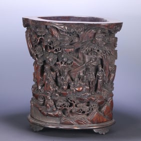 A Qing Dynasty old agarwood eight immortals pen holder