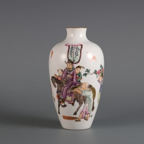 A Qing Qianlong era enamel color Tianguan blessing plum bottle