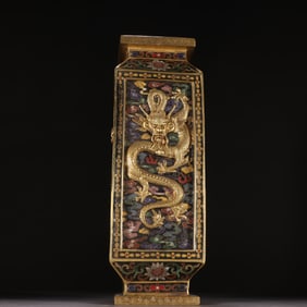 A Qing Dynasty copper gilt cloisonné enamel four-sided dragon vase