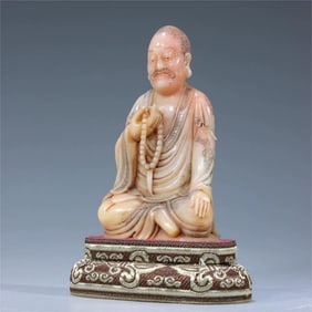 A Shoushan stone carving Youqing style Arhat ornament