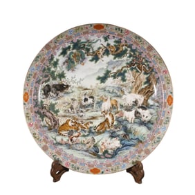 A Qing Qianlong Gu Yuexuan zodiac plate