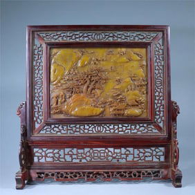 A beautiful sour branch wood inlaid with Shoushan stone with a piano to visit friends in the study