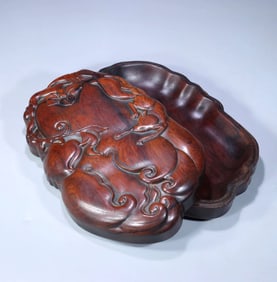 A Qing Dynasty Huanghuali wood carved bergamot incense box