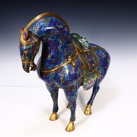 A piece of Qing Dynasty cloisonné Tang horse