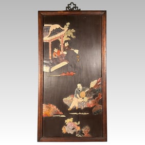 A hanging screen of rosewood inlaid with Shoushan stone in the Republic of China