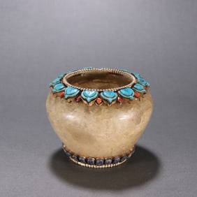 A crystal-inlaid bowl