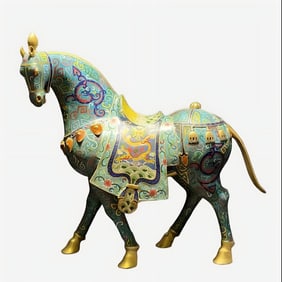 A piece of Qing Dynasty cloisonné cloisonné Tang horse