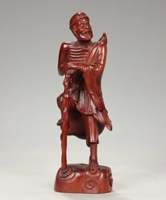 A Qing Dynasty boxwood carving iron crutch plum ornament