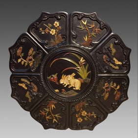 A rosewood treasure inlaid eight treasure box
