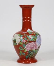 A pastel floral spiral vase made in the Qing Yongzheng era