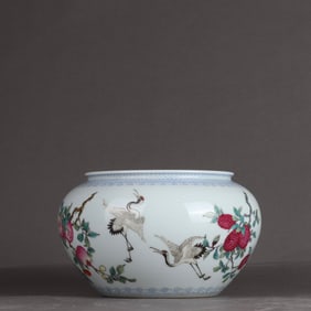 A piece of Qing Yongzheng enamel color crane washed