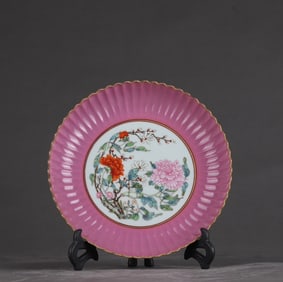 A Qing Yongzheng pastel flower plate