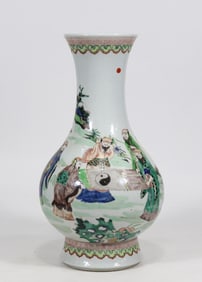 A colorful Five Elders Viewing Bottle made in the Qing Yongzheng era
