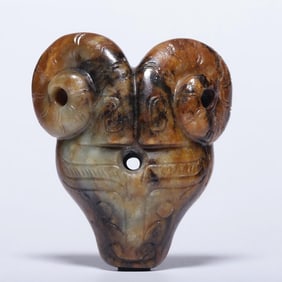 A piece before the Ming Dynasty H: ancient jade sheep head handle