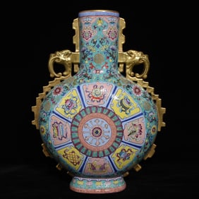 A Qing Yongzheng pastel dark eight immortals pattern longevity character flower pattern elephant