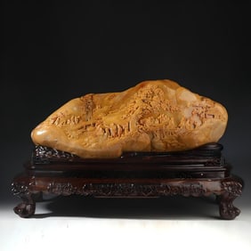 A piece of Qing Dynasty Shoushan Tian Huang Sculpture "Xiangshan Yaji"