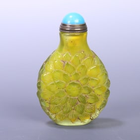 An old glazed lotus snuff bottle