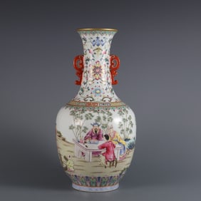 A Qing Dao Lightyear pastel bamboo forest Seven Sages amphora