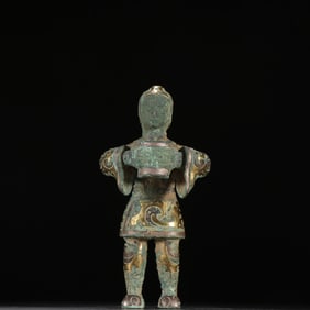 A bronze file gold and silver figurine lamp