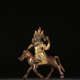 A Qing copper gilt protector