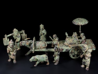 A set of Han Dynasty jade carving figure components