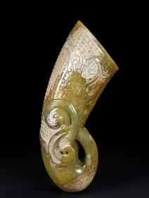 A jade carved wine vessel from the Han Dynasty