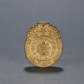 A copper-gilt nine-palace gossip card
