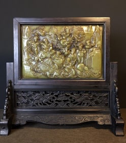 A sandalwood inlay "Eight Immortals Crossing the Sea" insert