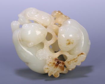 A piece of Hetian jade seed material double joy