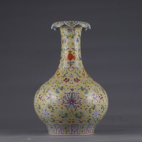A Qing Qianlong pastel flower vase