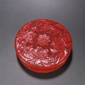 A Qing Dynasty copper tire red pattern lid box